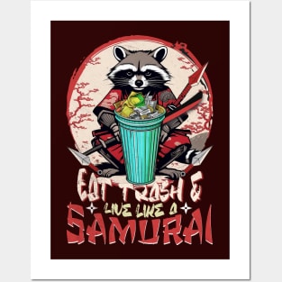 Racoon Eat Trash a Japanese Samurai Aesthetic Posters and Art